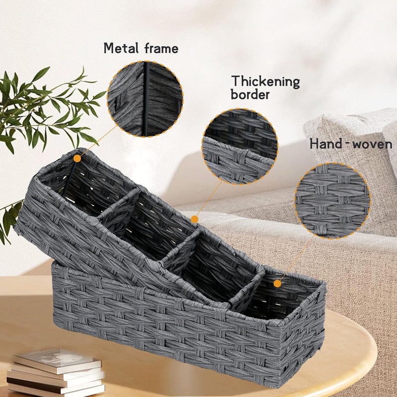 DULLEMELO Toilet Paper Basket for Organizing, Small Bathroom Baskets for Storage, Waterproof Basket for Back of Toilet, Grey, 2 Pack - Image 5